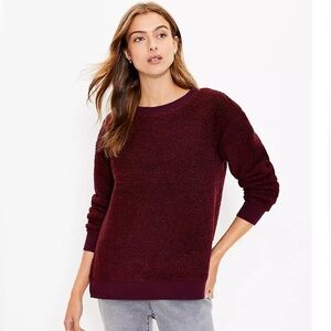 Loft petite burgundy Sherpa sweatshirt, size small petite